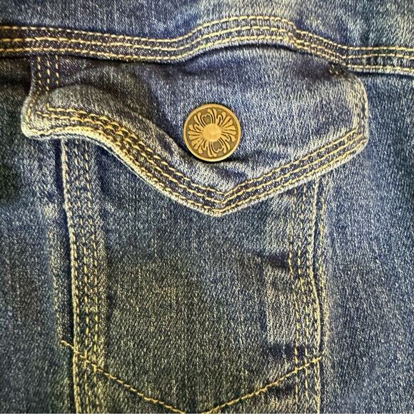 Live a Little Women's Denim Jacket Hooded Jean Jacket Gray Sweatshirt Sleeves L - Picture 5 of 11